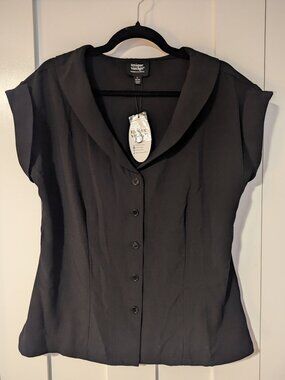 Unique Vintage Button Up Short Sleeve Collared Top Size L 10-12 NWT